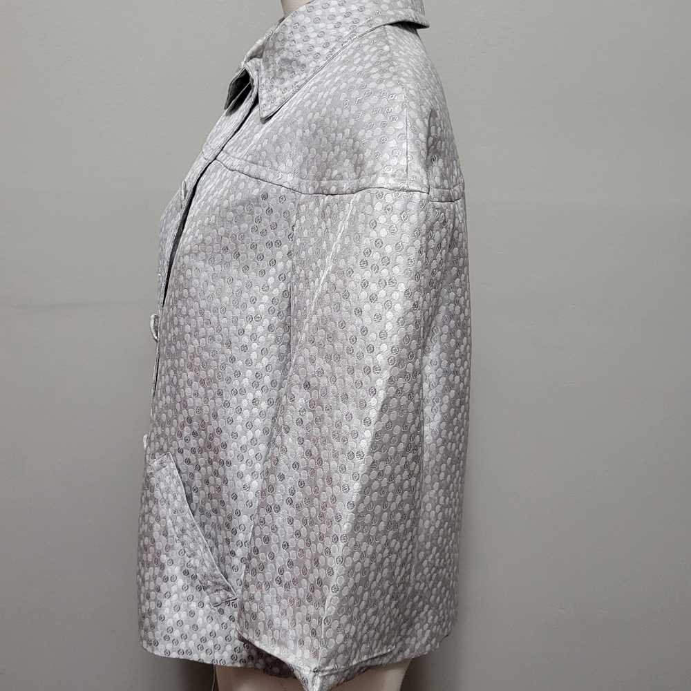 Lane Bryant metallic silver jacquard polka dot blazer size 14 - Picture 4 of 6